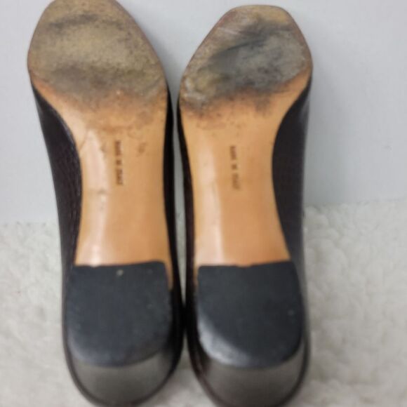 Salvatore Ferragamo Womens Size 9.5 AAA Brown Croc Embossed Leather Heels Pumps - Picture 11 of 11